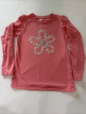 Hatley Girls' Coral Long-Sleeve Flower Embellished Tee